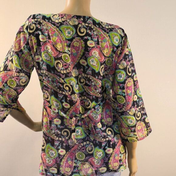 Colorful Floral Paisley Tunic with Embroidery Sz M Ethnic Tribal Vibe - Picture 7 of 7